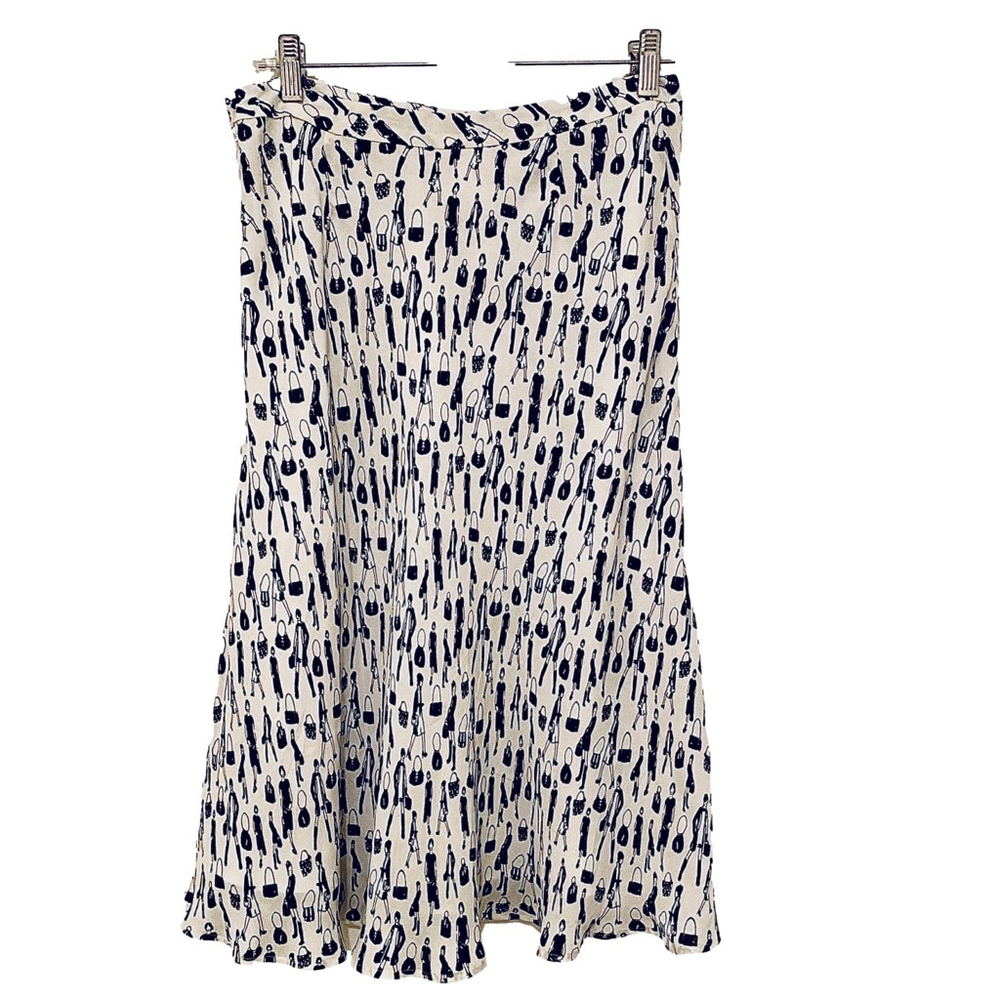 Kate Hill Silk Black and White Skirt Petite